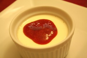 panna cotta with strawberry reduction